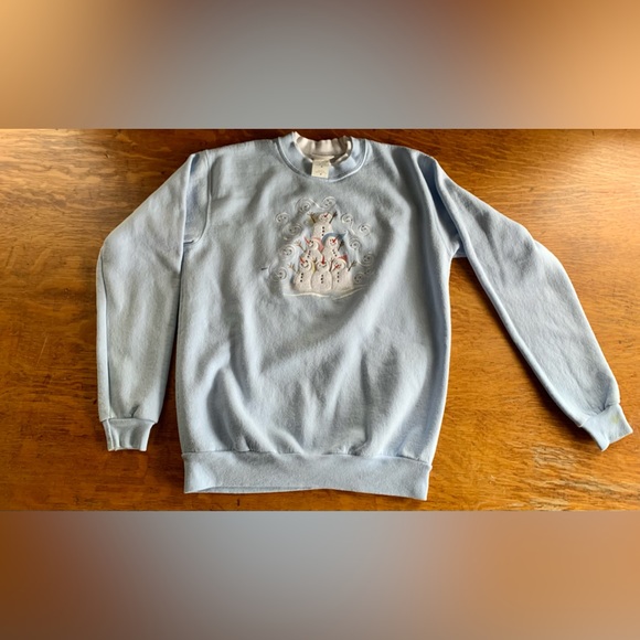 Vintage Top Stitch by Morning Sun Sweatshirt M Snowmen Snow Grandma FLAWS - Picture 1 of 15